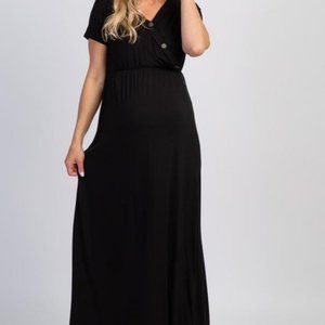 Pinkblush Black Maternity Wrap Maxi Dress - Size Medium